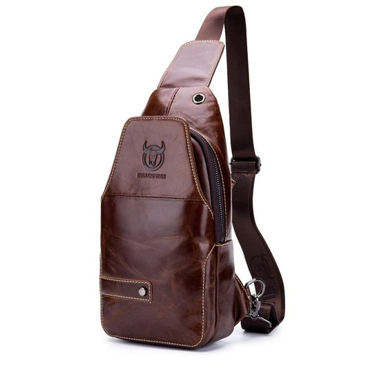 mens leather sling backpack