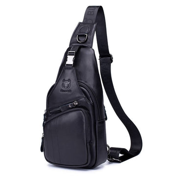 BULLCAPTAIN Men Shoulder Bag Sling Backpack Leather Casual Crossbody Bag