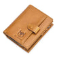 BULLCAPTAIN Men's Genuine Leather Short Bifold Wallet with Zipper Purse