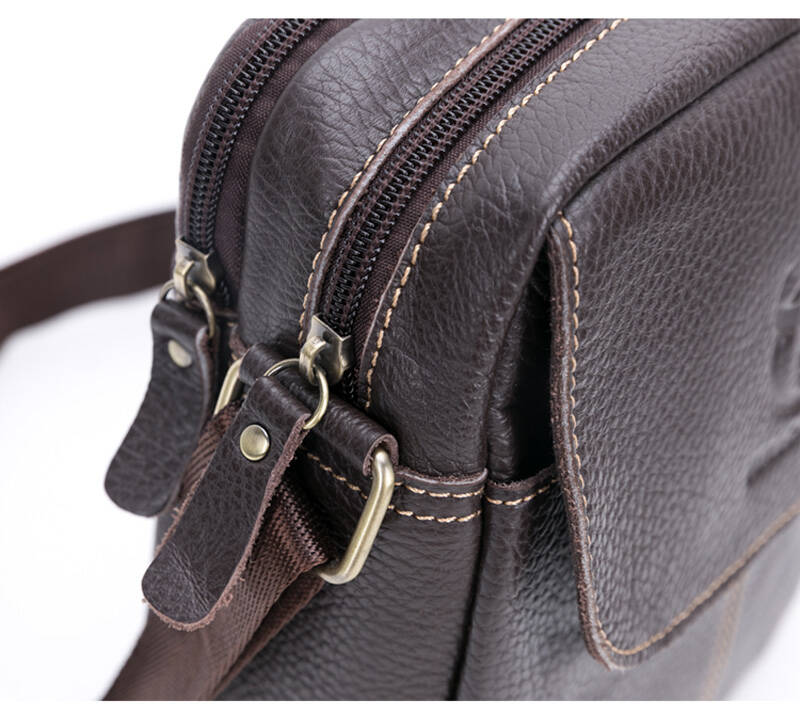 BULLCAPTAIN Leather Men Small Shoulder Bag Casual Messenger bag