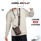 BULLCAPTAIN Leather Men's Small Shoulder Bag Cell Phone Belt Waist Bag