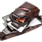 BULLCAPTAIN Vintage-Leder-Sling-Brusttasche mit USB-Ladeanschluss