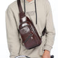 BULLCAPTAIN Vintage Leather Sling Chest Bag with USB Charge Port