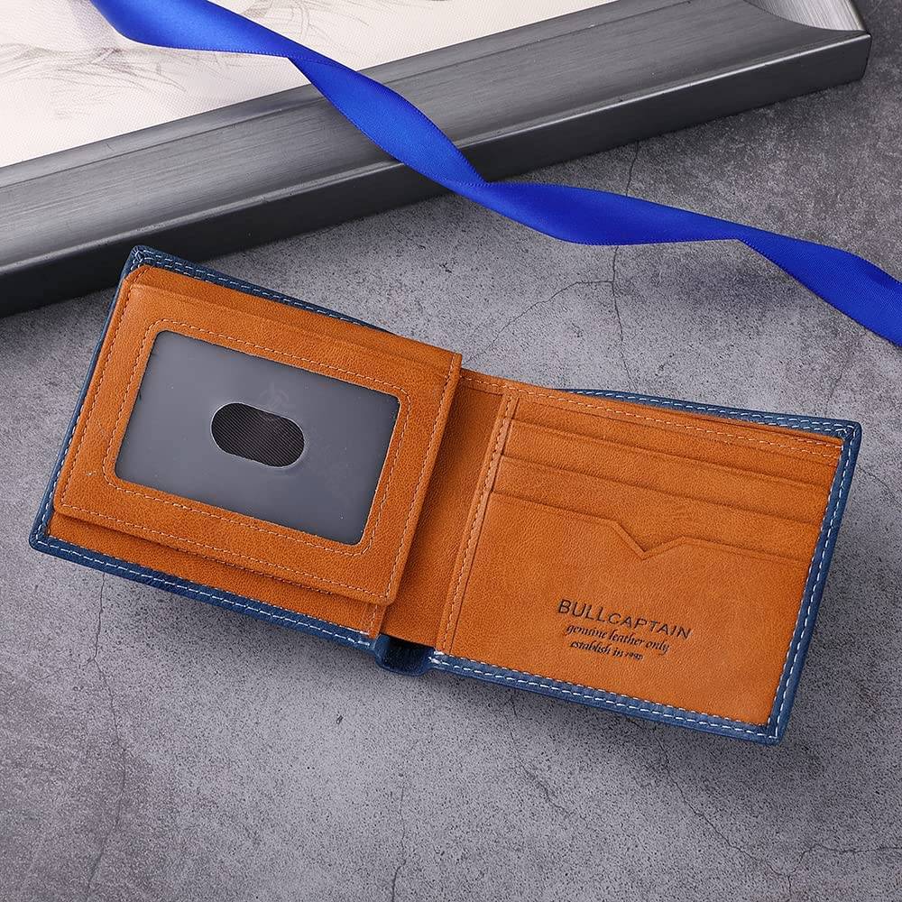 BULLCAPTAIN Bifold Leder RFID Slim Wallet für Herren