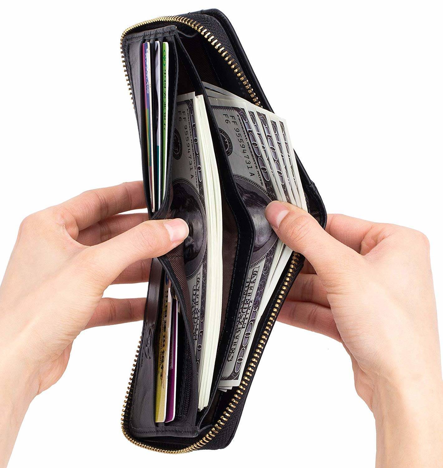 Men leather zipper wallet 